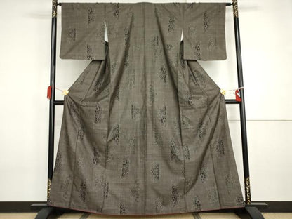 平和屋着物●本場大島紬　泥染め　カタス7マルキ　花菱文　正絹　逸品　AABI5230cs