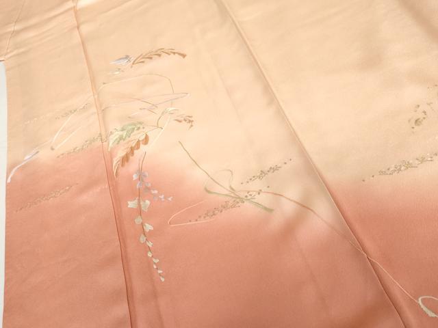 平和屋着物●本貝紫　訪問着　刺繍　蔦の葉文　暈し染め　金銀糸　正絹　逸品　AABI5231cs