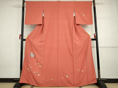平和屋着物●訪問着　友禅　花篭文　正絹　逸品　未使用　AABI5234cs