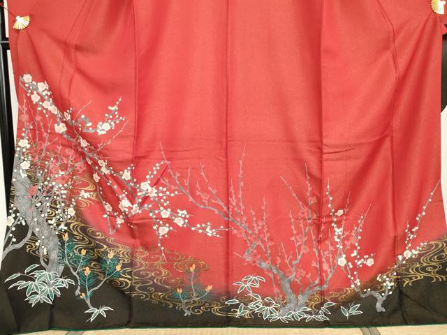 平和屋着物●豪華振袖　手描き　松竹梅流水文　金彩　金通し地　ロング丈　正絹　逸品　AABI5238cs