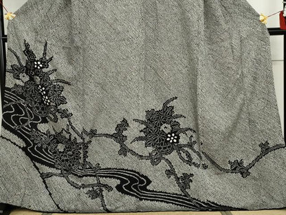平和屋着物●訪問着　総絞り　花篭文　黒地　やまと誂製　正絹　逸品　AABI5240cs
