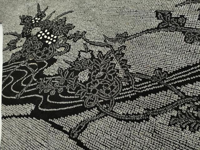 平和屋着物●訪問着　総絞り　花篭文　黒地　やまと誂製　正絹　逸品　AABI5240cs