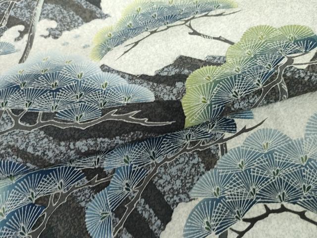 平和屋着物●名門・上野家　四代目 上野真(二代目 上野為二)　訪問着　枝松文　正絹　逸品　AABI5242cs