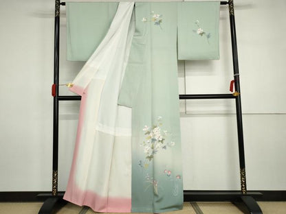 平和屋着物●訪問着　友禅　作家物　飾花文　暈し染め　正絹　逸品　AABI5243cs