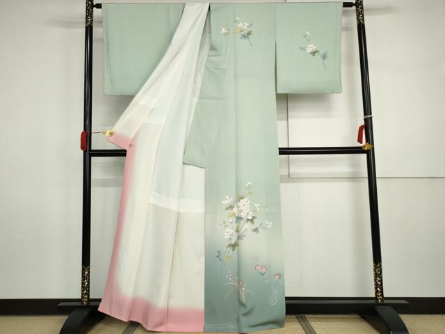平和屋着物●訪問着　友禅　作家物　飾花文　暈し染め　正絹　逸品　AABI5243cs