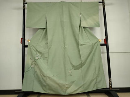 平和屋着物●訪問着　紬地　枝花文　正絹　逸品　AABI5245cs