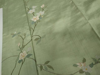 平和屋着物●訪問着　紬地　枝花文　正絹　逸品　AABI5245cs