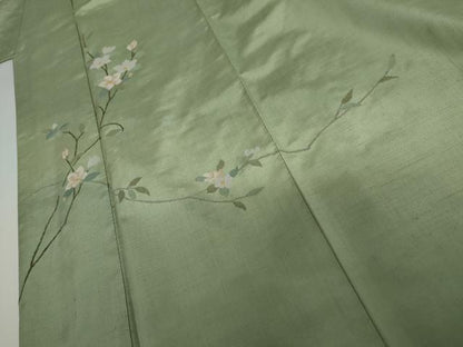 平和屋着物●訪問着　紬地　枝花文　正絹　逸品　AABI5245cs