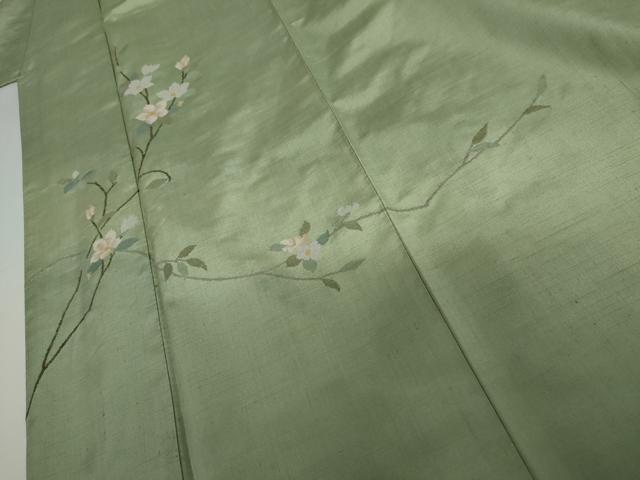 平和屋着物●訪問着　紬地　枝花文　正絹　逸品　AABI5245cs