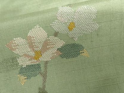平和屋着物●訪問着　紬地　枝花文　正絹　逸品　AABI5245cs