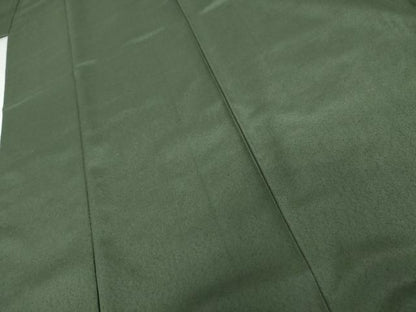 平和屋着物●お召　色無地　老竹色　正絹　逸品　AABI5246cs