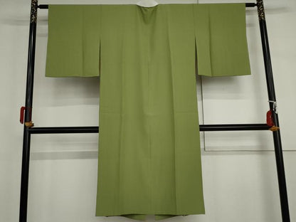 平和屋着物●長襦袢　無双仕立て　色無地　苗色　正絹　逸品　AABI5251cs