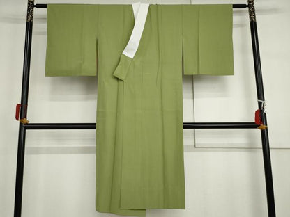 平和屋着物●長襦袢　無双仕立て　色無地　苗色　正絹　逸品　AABI5251cs