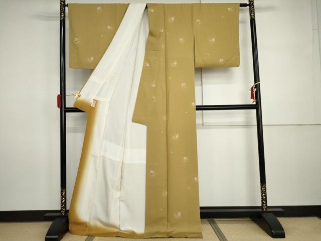 平和屋着物●上質な小紋　手描き　ほたる暈し　さくらんぼ　ロング丈　正絹　逸品　AABI5254cs