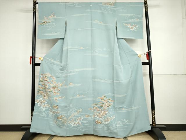 平和屋着物●訪問着　友禅　刺繍　鴛鴦梅松花文　高島屋扱い　正絹　逸品　AABI5261cs