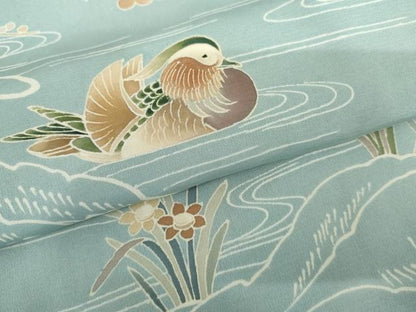 平和屋着物●訪問着　友禅　刺繍　鴛鴦梅松花文　高島屋扱い　正絹　逸品　AABI5261cs