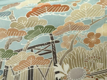 平和屋着物●訪問着　友禅　刺繍　鴛鴦梅松花文　高島屋扱い　正絹　逸品　AABI5261cs