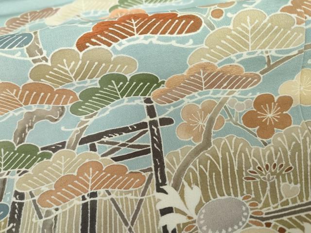 平和屋着物●訪問着　友禅　刺繍　鴛鴦梅松花文　高島屋扱い　正絹　逸品　AABI5261cs