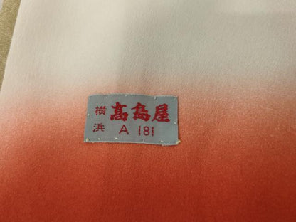 平和屋着物●色無地　紋意匠　枯草色　洗える着物　AABI5263cs