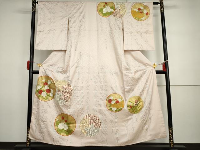 平和屋着物●訪問着　友禅　草花丸文　金銀彩　正絹　逸品　AABI5265cs