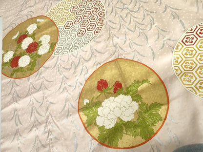 平和屋着物●訪問着　友禅　草花丸文　金銀彩　正絹　逸品　AABI5265cs