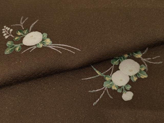平和屋着物●上質な小紋　草花文　菊　金彩　金通し地　正絹　逸品　AABI5269cs
