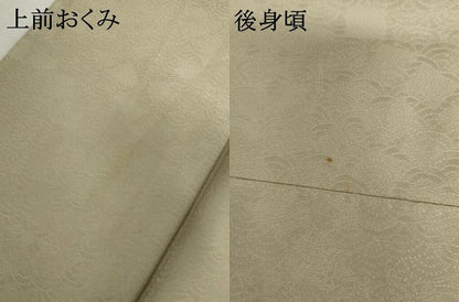 平和屋着物●上質な色無地　青海波地紋　砂色　正絹　逸品　AABI5270cs