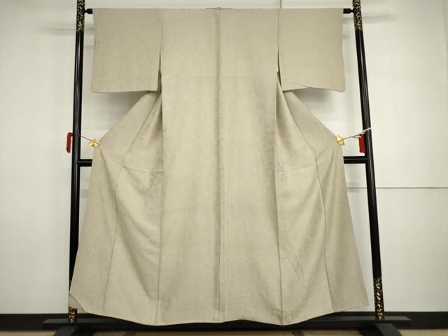 平和屋着物●上質な色無地　青海波地紋　砂色　正絹　逸品　AABI5270cs