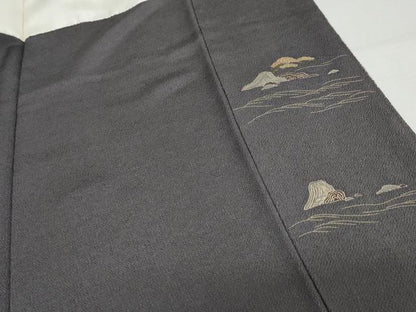 平和屋着物●訪問着　友禅　浜松風景文　金彩　鬼しぼ縮緬　正絹　逸品　AABI5273cs