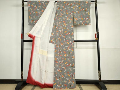 平和屋着物●上質な小紋　型染め　こけし　折り鶴　正絹　逸品　AABI5275cs