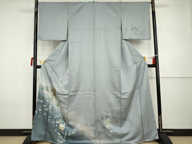 平和屋着物●訪問着　貝桶雪輪花文　暈し染め　金彩　正絹　逸品　AABI5278cs