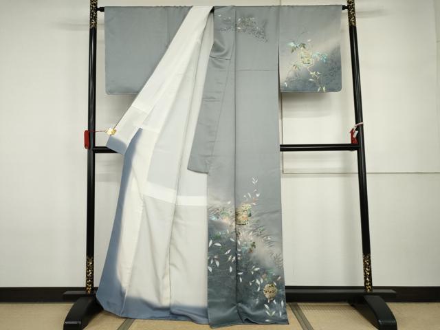 平和屋着物●訪問着　貝桶雪輪花文　暈し染め　金彩　正絹　逸品　AABI5278cs