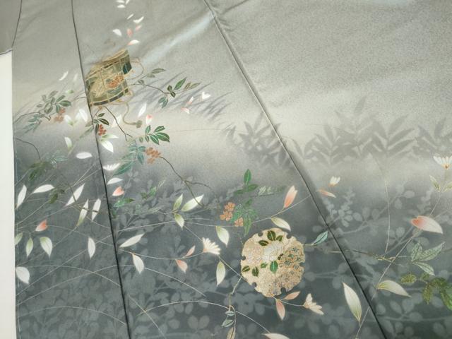 平和屋着物●訪問着　貝桶雪輪花文　暈し染め　金彩　正絹　逸品　AABI5278cs