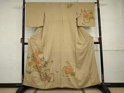 平和屋着物●訪問着　花蔦の葉文　金彩　正絹　逸品　AABI5279cs
