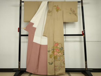 平和屋着物●訪問着　花蔦の葉文　金彩　正絹　逸品　AABI5279cs