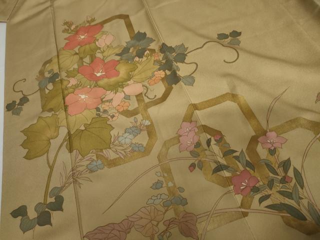 平和屋着物●訪問着　花蔦の葉文　金彩　正絹　逸品　AABI5279cs