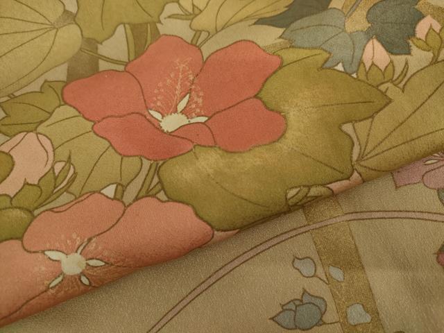 平和屋着物●訪問着　花蔦の葉文　金彩　正絹　逸品　AABI5279cs