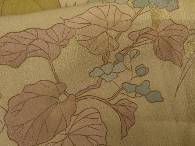 平和屋着物●訪問着　花蔦の葉文　金彩　正絹　逸品　AABI5279cs