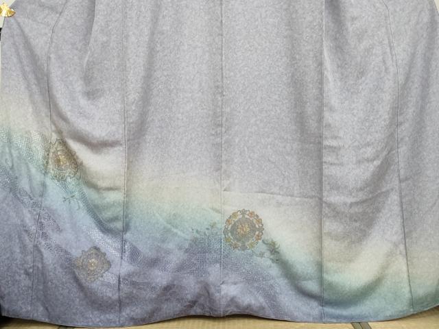 平和屋着物●訪問着　中国三大刺繍　スワトウ刺繍　汕頭刺繍　正倉院花唐草文　暈し染め　金糸　さが美扱い　正絹　逸品　AABI5280cs