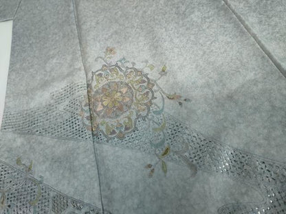 平和屋着物●訪問着　中国三大刺繍　スワトウ刺繍　汕頭刺繍　正倉院花唐草文　暈し染め　金糸　さが美扱い　正絹　逸品　AABI5280cs