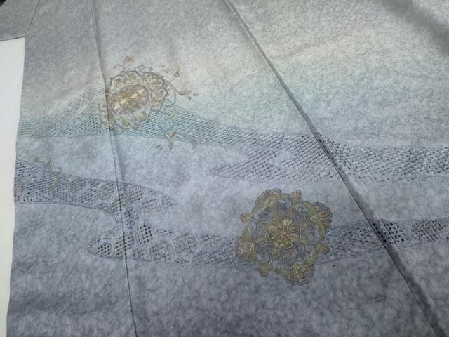 平和屋着物●訪問着　中国三大刺繍　スワトウ刺繍　汕頭刺繍　正倉院花唐草文　暈し染め　金糸　さが美扱い　正絹　逸品　AABI5280cs