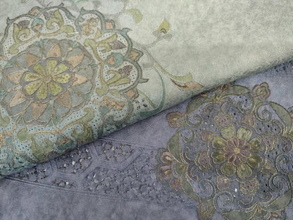 平和屋着物●訪問着　中国三大刺繍　スワトウ刺繍　汕頭刺繍　正倉院花唐草文　暈し染め　金糸　さが美扱い　正絹　逸品　AABI5280cs