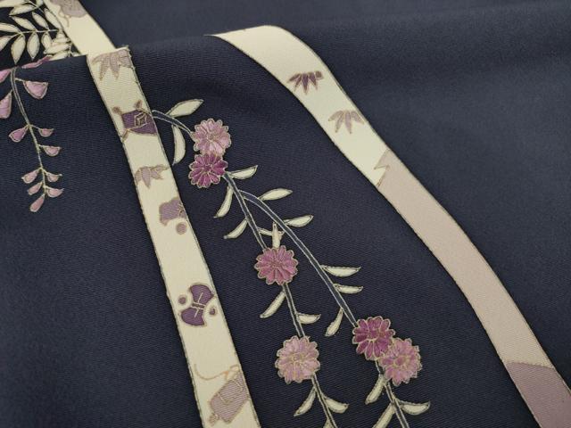 平和屋着物●訪問着　刺繍　雪輪花文　貝紫　正絹　逸品　AABI5282ck