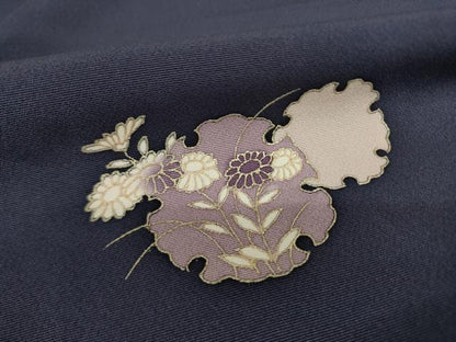 平和屋着物●訪問着　刺繍　雪輪花文　貝紫　正絹　逸品　AABI5282ck