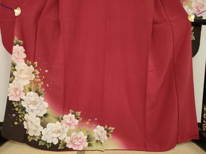 平和屋着物●豪華振袖　舞花文　暈し染め　正絹　逸品　AABI5284ck