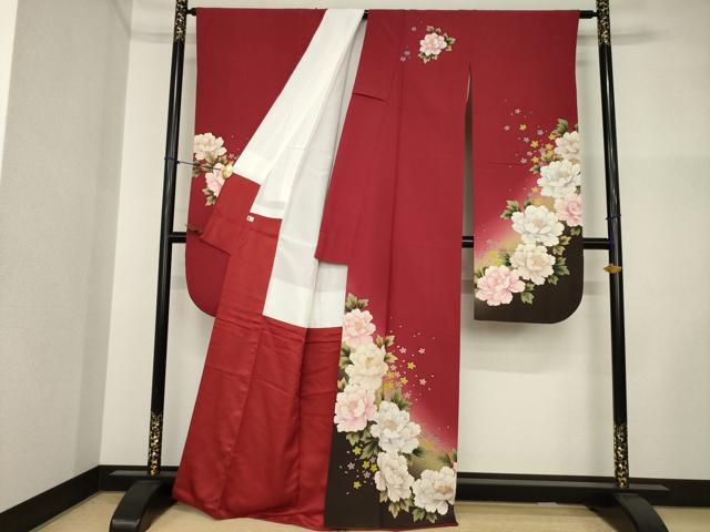 平和屋着物●豪華振袖　舞花文　暈し染め　正絹　逸品　AABI5284ck