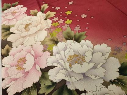 平和屋着物●豪華振袖　舞花文　暈し染め　正絹　逸品　AABI5284ck
