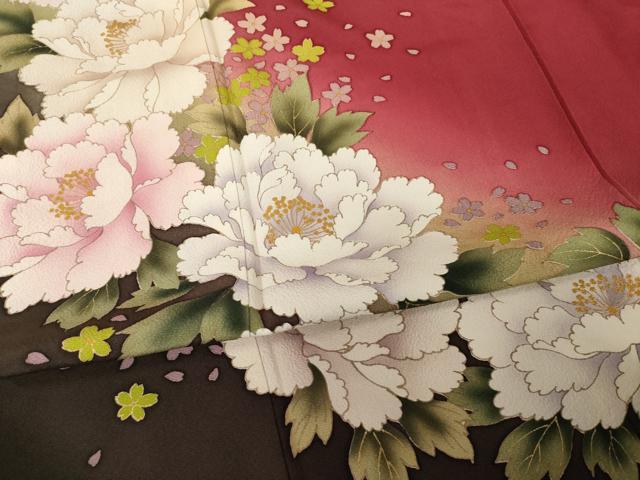 平和屋着物●豪華振袖　舞花文　暈し染め　正絹　逸品　AABI5284ck