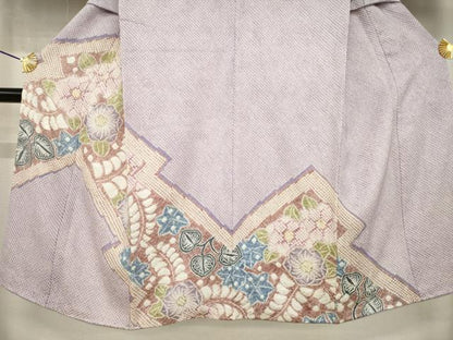 平和屋着物●名門　藤娘きぬたや・総絞り　訪問着　松皮菱花文　正絹　逸品　AABI5288ck