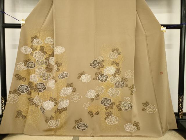 平和屋着物●訪問着　作家物　刺繍　薔薇　金糸　金彩　正絹　逸品　AABI5289ck